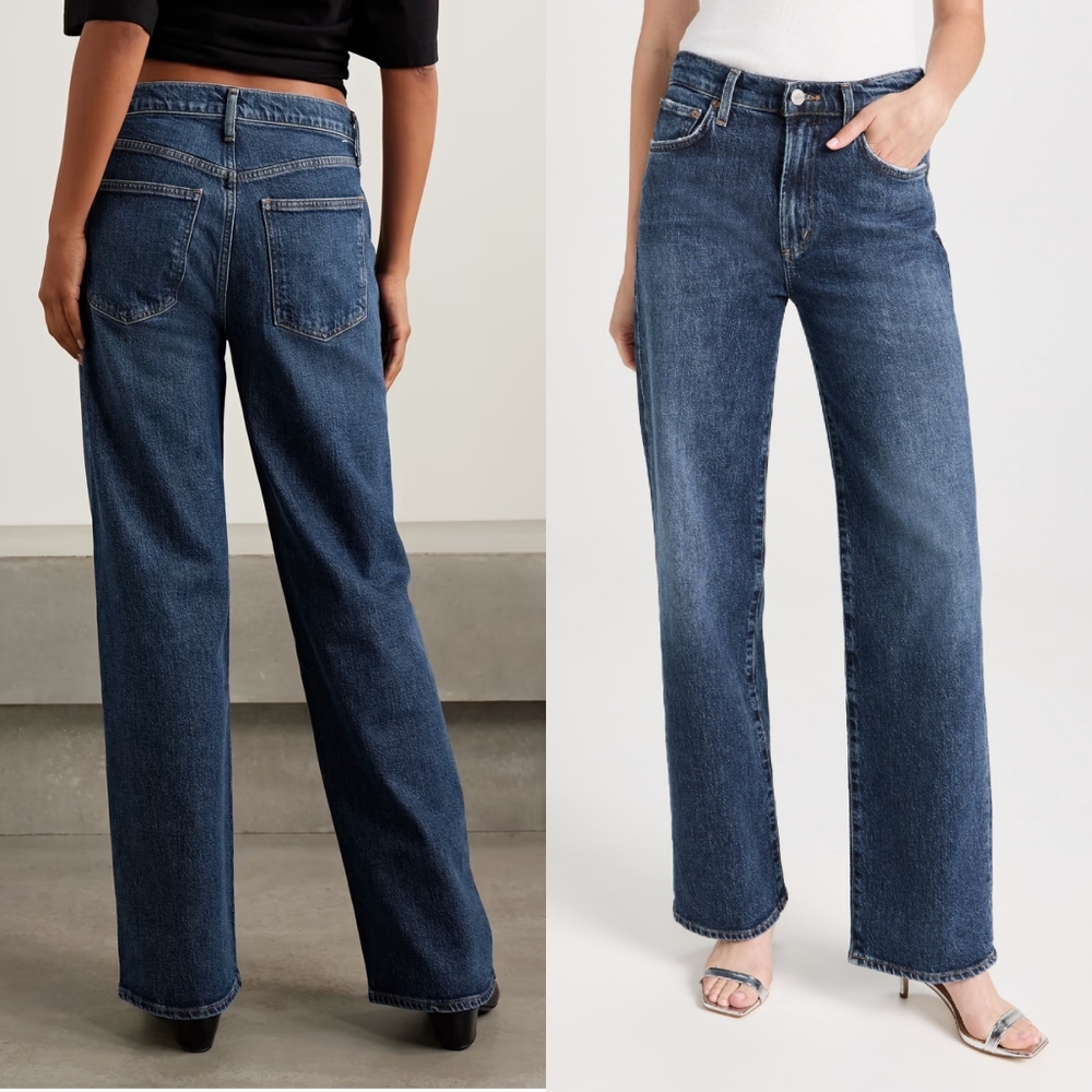 Agolde Women’s Straight Leg Jeans — Dark Blue Wash